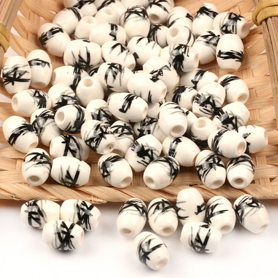 Cvjetni uzorci 8x10 mm Ovalne keramičke perle 2,5 mm Velika rupa Porculanske labave razmaknice Perle za izradu nakita za rukotvorine „uradi sam“