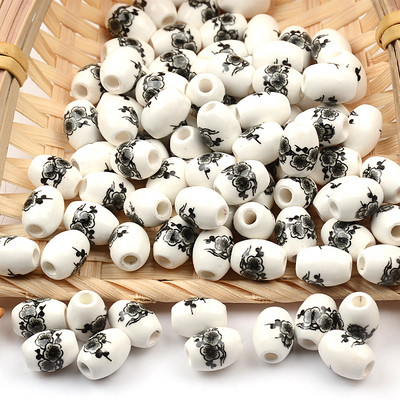 Cvjetni uzorci 8x10 mm Ovalne keramičke perle 2,5 mm Velika rupa Porculanske labave razmaknice Perle za izradu nakita za rukotvorine „uradi sam“