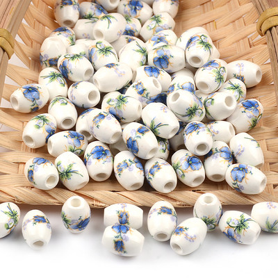 Cvjetni uzorci 8x10 mm Ovalne keramičke perle 2,5 mm Velika rupa Porculanske labave razmaknice Perle za izradu nakita za rukotvorine „uradi sam“