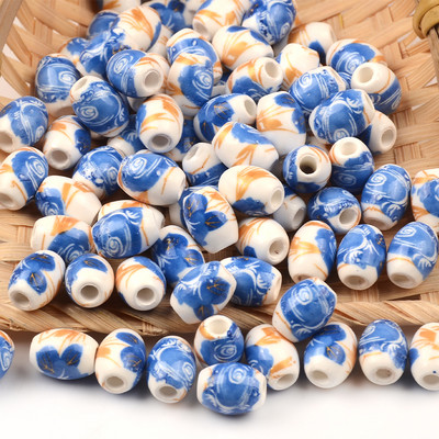 Cvjetni uzorci 8x10 mm Ovalne keramičke perle 2,5 mm Velika rupa Porculanske labave razmaknice Perle za izradu nakita za rukotvorine „uradi sam“