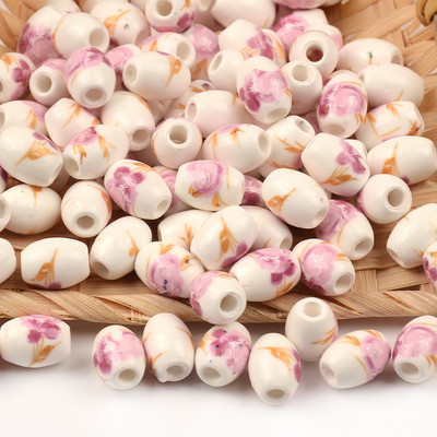 Cvjetni uzorci 8x10 mm Ovalne keramičke perle 2,5 mm Velika rupa Porculanske labave razmaknice Perle za izradu nakita za rukotvorine „uradi sam“