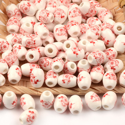 Cvjetni uzorci 8x10 mm Ovalne keramičke perle 2,5 mm Velika rupa Porculanske labave razmaknice Perle za izradu nakita za rukotvorine „uradi sam“