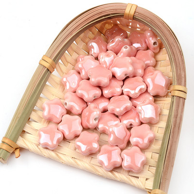 15 mm šareni pentagram kineske keramičke perle 2 mm rupa izrađena od procelana za narukvicu, ogrlicu, izradu nakita