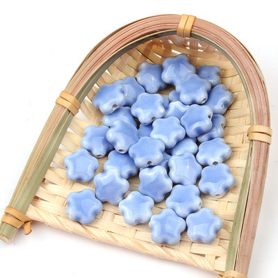 15 mm šareni pentagram kineske keramičke perle 2 mm rupa izrađena od procelana za narukvicu, ogrlicu, izradu nakita