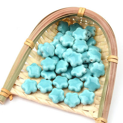 15 mm šareni pentagram kineske keramičke perle 2 mm rupa izrađena od procelana za narukvicu, ogrlicu, izradu nakita