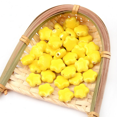 15 mm šareni pentagram kineske keramičke perle 2 mm rupa izrađena od procelana za narukvicu, ogrlicu, izradu nakita