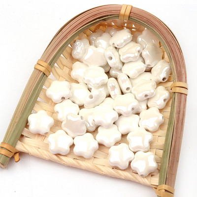 15 mm šareni pentagram kineske keramičke perle 2 mm rupa izrađena od procelana za narukvicu, ogrlicu, izradu nakita