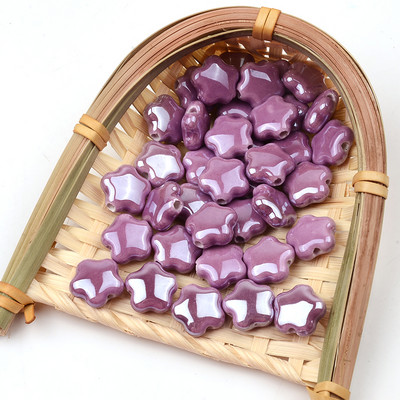 15 mm šareni pentagram kineske keramičke perle 2 mm rupa izrađena od procelana za narukvicu, ogrlicu, izradu nakita