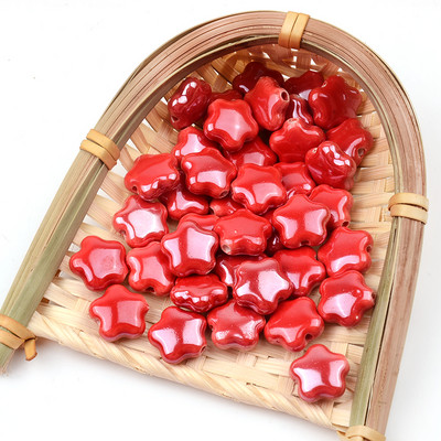 15 mm šareni pentagram kineske keramičke perle 2 mm rupa izrađena od procelana za narukvicu, ogrlicu, izradu nakita