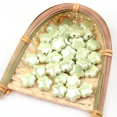 15 mm šareni pentagram kineske keramičke perle 2 mm rupa izrađena od procelana za narukvicu, ogrlicu, izradu nakita