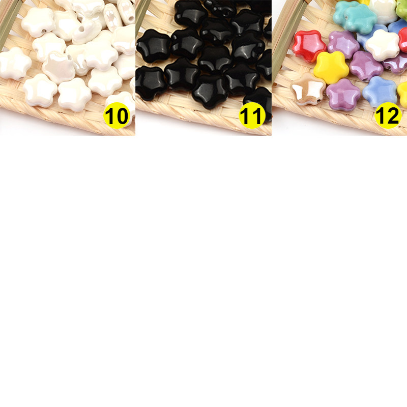 15 mm šareni pentagram kineske keramičke perle 2 mm rupa izrađena od procelana za narukvicu, ogrlicu, izradu nakita