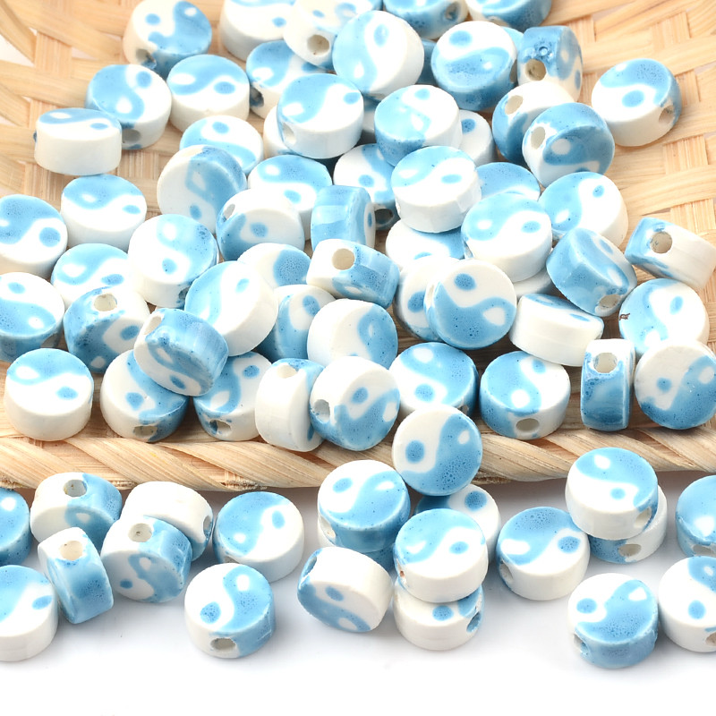 10 kom/lot 8 mm tai chi dizajn keramičke perle za za izradu nakita ogrlica narukvica porculanske razmaknice perle za izradu nakita