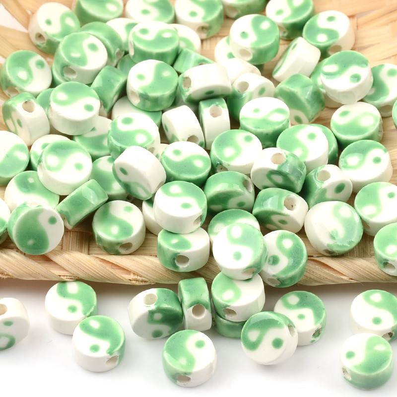 10 kom/lot 8 mm tai chi dizajn keramičke perle za za izradu nakita ogrlica narukvica porculanske razmaknice perle za izradu nakita