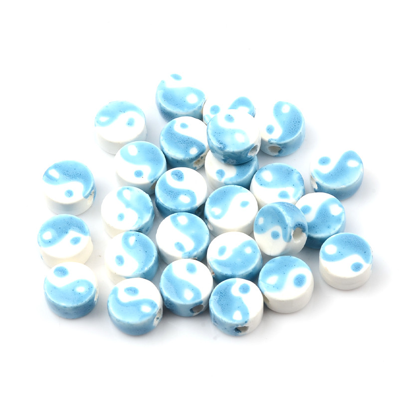 10 kom/lot 8 mm tai chi dizajn keramičke perle za za izradu nakita ogrlica narukvica porculanske razmaknice perle za izradu nakita