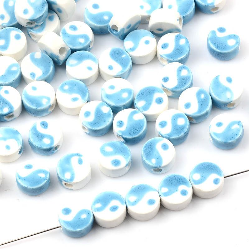 10 kom/lot 8 mm tai chi dizajn keramičke perle za za izradu nakita ogrlica narukvica porculanske razmaknice perle za izradu nakita