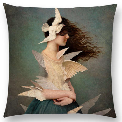 Új Elegant Lady Lovely Girl Shakespeare Fantasy-játékok Szívfestés Ingyenes Kívánság tengeri párnahuzat Kanapétakaró párnahuzat