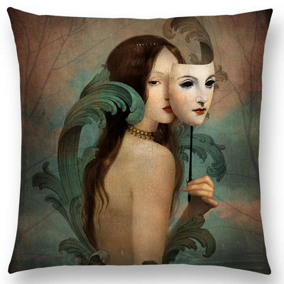 Új Elegant Lady Lovely Girl Shakespeare Fantasy-játékok Szívfestés Ingyenes Kívánság tengeri párnahuzat Kanapétakaró párnahuzat
