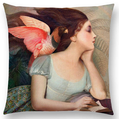 Új Elegant Lady Lovely Girl Shakespeare Fantasy-játékok Szívfestés Ingyenes Kívánság tengeri párnahuzat Kanapétakaró párnahuzat
