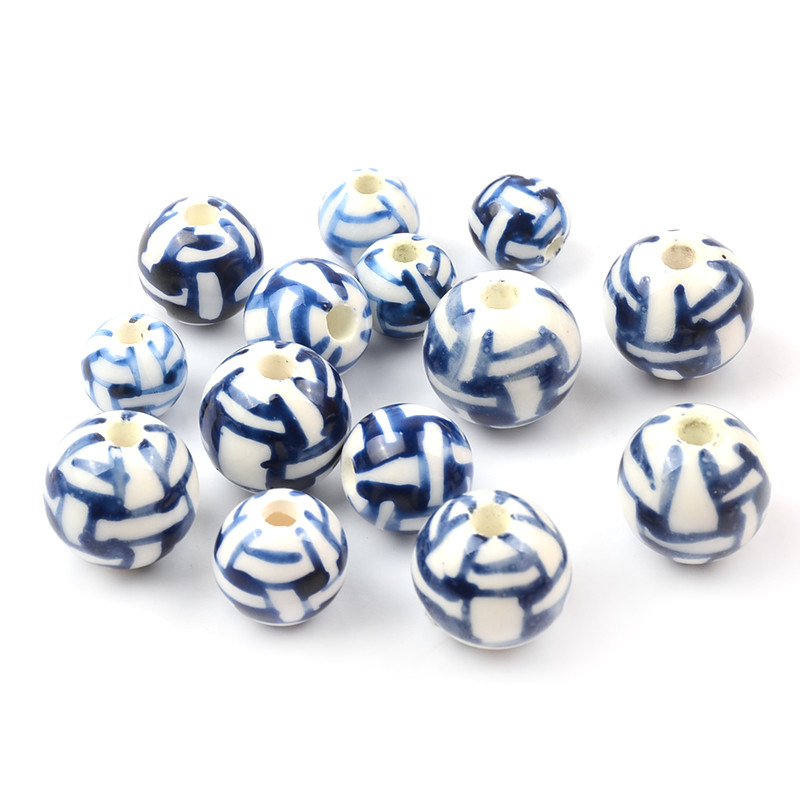 Kézzel festett 8mm/10mm/12mm golyós kerámia gyöngyök laza porcelán gyöngyök ékszerkészítéshez barkácsolás gyöngyös karkötő ékszer kiegészítők