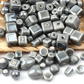 Siva serija Kineske keramičke perle Kvadratna kocka Okrugli cilindar u obliku srca Labavi odstojnik Porculanske perle za izradu nakita DIY