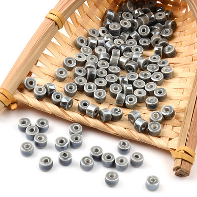 Siva serija Kineske keramičke perle Kvadratna kocka Okrugli cilindar u obliku srca Labavi odstojnik Porculanske perle za izradu nakita DIY