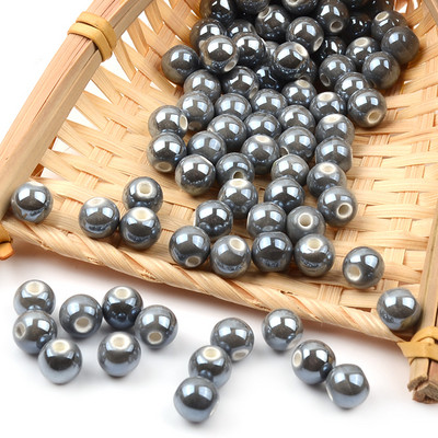 Siva serija Kineske keramičke perle Kvadratna kocka Okrugli cilindar u obliku srca Labavi odstojnik Porculanske perle za izradu nakita DIY