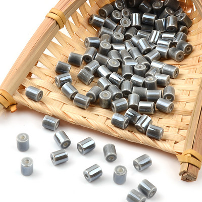 Siva serija Kineske keramičke perle Kvadratna kocka Okrugli cilindar u obliku srca Labavi odstojnik Porculanske perle za izradu nakita DIY