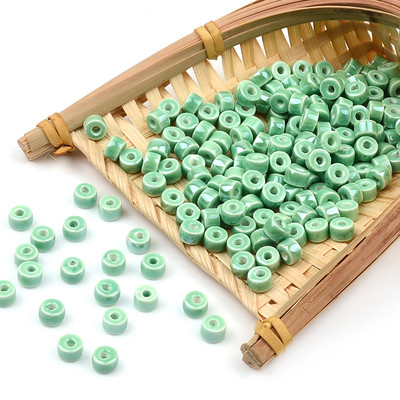 Green Series kínai kerámia gyöngyök több négyzet alakú kocka kerek hengeres szív alakú porcelán laza gyöngyök ékszerkészítéshez barkácsolás