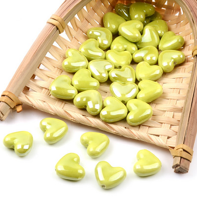 Grass Green serija kineskih keramičkih perli kvadratne kocke okruglog oblika srca labavi odstojnik porculanske perle za izradu nakita DIY