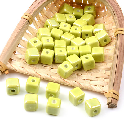 Grass Green serija kineskih keramičkih perli kvadratne kocke okruglog oblika srca labavi odstojnik porculanske perle za izradu nakita DIY