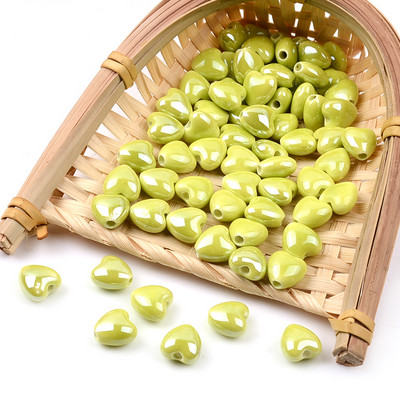 Grass Green serija kineskih keramičkih perli kvadratne kocke okruglog oblika srca labavi odstojnik porculanske perle za izradu nakita DIY