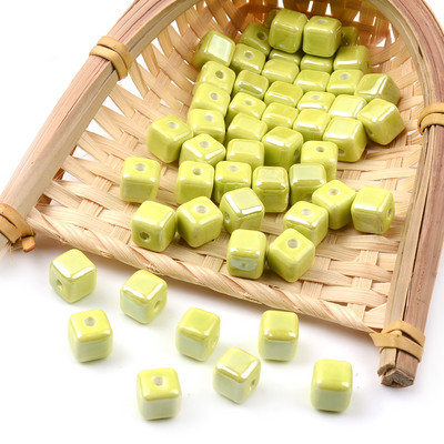 Grass Green serija kineskih keramičkih perli kvadratne kocke okruglog oblika srca labavi odstojnik porculanske perle za izradu nakita DIY