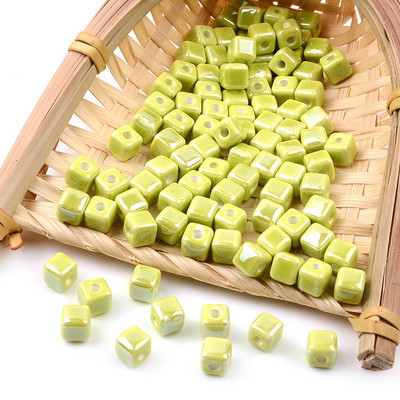 Grass Green serija kineskih keramičkih perli kvadratne kocke okruglog oblika srca labavi odstojnik porculanske perle za izradu nakita DIY
