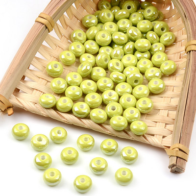 Grass Green serija kineskih keramičkih perli kvadratne kocke okruglog oblika srca labavi odstojnik porculanske perle za izradu nakita DIY