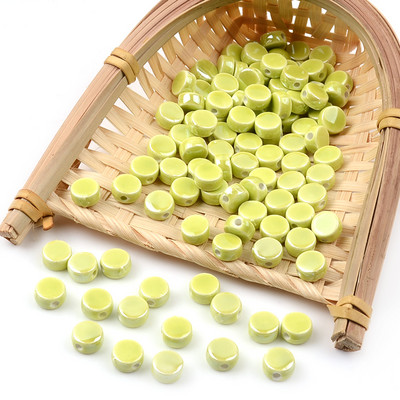 Grass Green serija kineskih keramičkih perli kvadratne kocke okruglog oblika srca labavi odstojnik porculanske perle za izradu nakita DIY