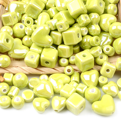 Grass Green serija kineskih keramičkih perli kvadratne kocke okruglog oblika srca labavi odstojnik porculanske perle za izradu nakita DIY