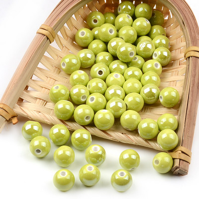 Grass Green serija kineskih keramičkih perli kvadratne kocke okruglog oblika srca labavi odstojnik porculanske perle za izradu nakita DIY