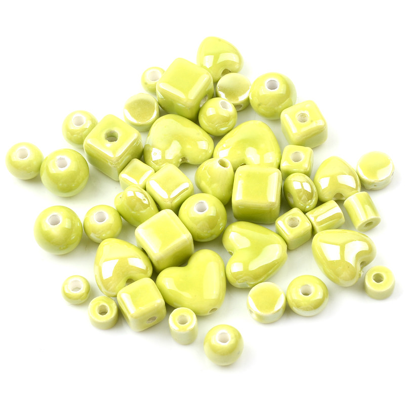 Grass Green serija kineskih keramičkih perli kvadratne kocke okruglog oblika srca labavi odstojnik porculanske perle za izradu nakita DIY