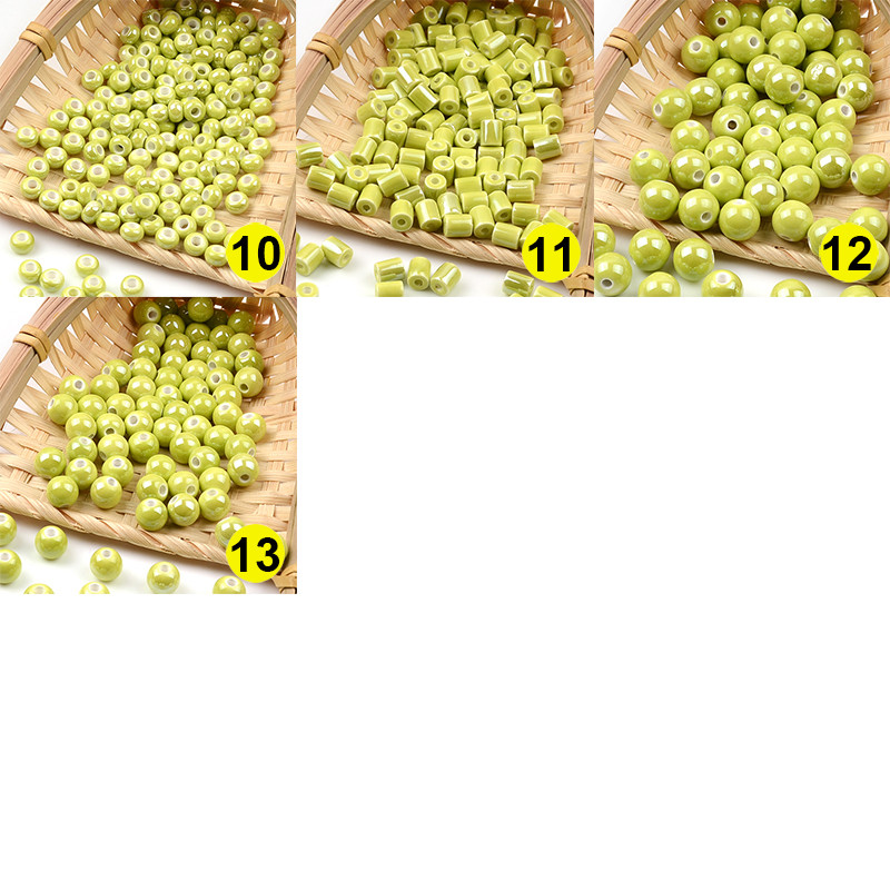 Grass Green serija kineskih keramičkih perli kvadratne kocke okruglog oblika srca labavi odstojnik porculanske perle za izradu nakita DIY