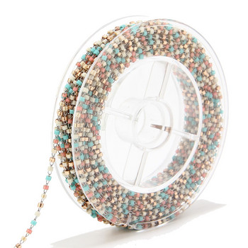 8 μέτρα Miyuki Seed Glass Bead Chain 1,8mm από ανοξείδωτο ατσάλι Satellite Beaded Tiny Chain For Anklet Anklet Bracelet κατασκευή