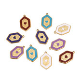 5 komada emajliranog nehrđajućeg čelika Hex privjesci šareni štit privjesci za žene djevojke Nekclace Nalazi za izradu nakita