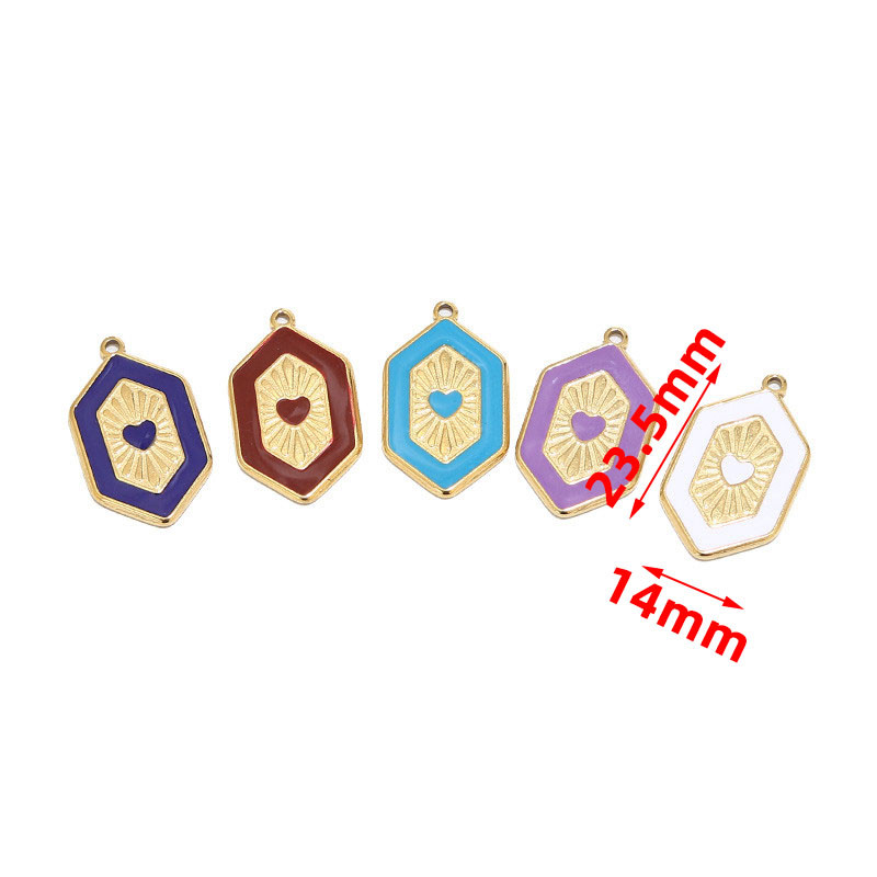 5 komada emajliranog nehrđajućeg čelika Hex privjesci šareni štit privjesci za žene djevojke Nekclace Nalazi za izradu nakita