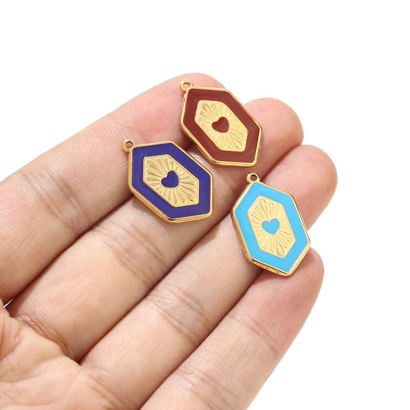 5 komada emajliranog nehrđajućeg čelika Hex privjesci šareni štit privjesci za žene djevojke Nekclace Nalazi za izradu nakita