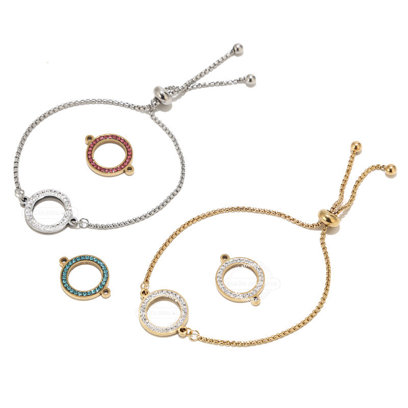 5 komada zlatnih šupljih okruglih kristalnih privjesaka od 15 mm od nehrđajućeg čelika, konektora za narukvicu, obrt za izradu nakita, ručno rađeni nalazi