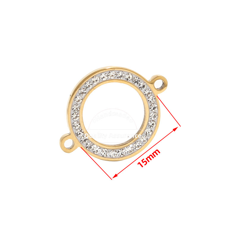 5 komada zlatnih šupljih okruglih kristalnih privjesaka od 15 mm od nehrđajućeg čelika, konektora za narukvicu, obrt za izradu nakita, ručno rađeni nalazi