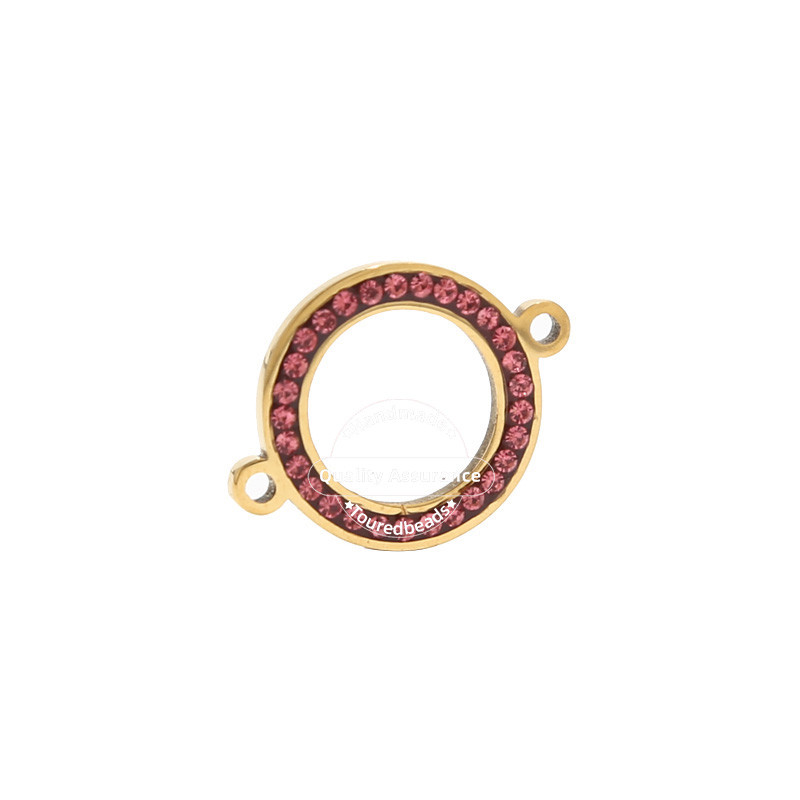 5 komada zlatnih šupljih okruglih kristalnih privjesaka od 15 mm od nehrđajućeg čelika, konektora za narukvicu, obrt za izradu nakita, ručno rađeni nalazi