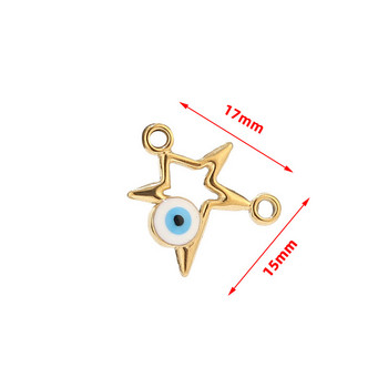 5 бр. Златен емайл от неръждаема стомана Турция Eye Star Connectors за момичета Жени Nekclace Гривни Изработка на бижута Направи си сам Находки