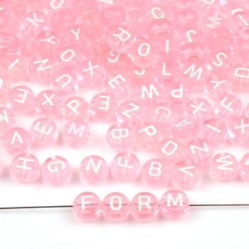 7 мм прозрачни розови акрилни мъниста със смесени букви, кръгли плоски мъниста с дистанционни букви за изработка на бижута, ръчно изработена гривна направи си сам