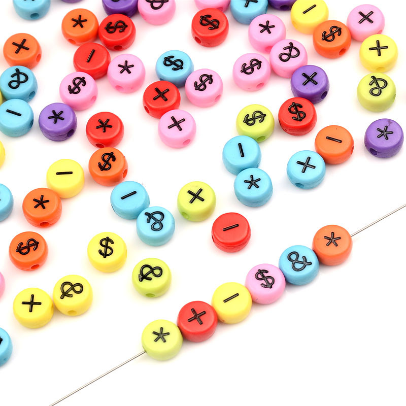 100 τμχ/παρτίδα 4x7mm Σύμβολο Ακρυλικές χάντρες για κοσμήματα Κατασκευάζοντας χαλαρές χάντρες Χειροποίητο DIY βραχιόλι σκουλαρίκια κολιέ
