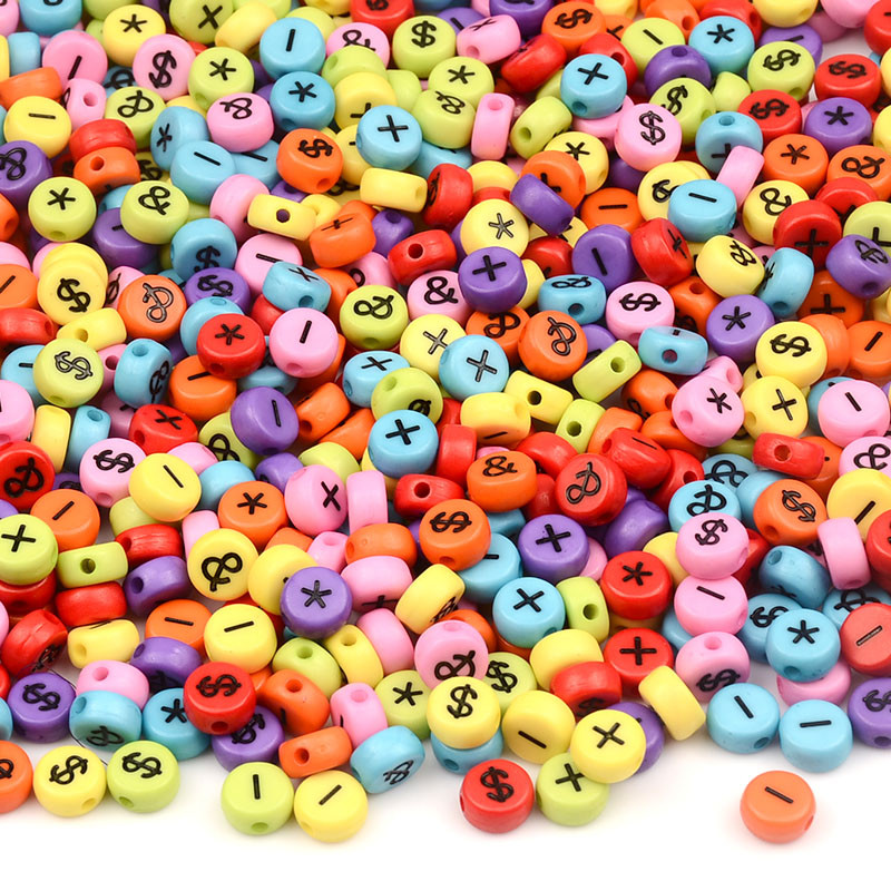 100 τμχ/παρτίδα 4x7mm Σύμβολο Ακρυλικές χάντρες για κοσμήματα Κατασκευάζοντας χαλαρές χάντρες Χειροποίητο DIY βραχιόλι σκουλαρίκια κολιέ